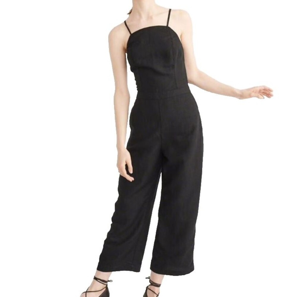 Abercrombie & Fitch Black Wide‑Leg Culotte Jumpsuit Women’s Size 4 Sleeveless